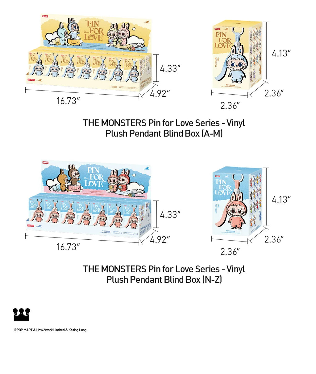 Pop Mart Labubu Pin for Love Series Blind Box (A-M) Yellow