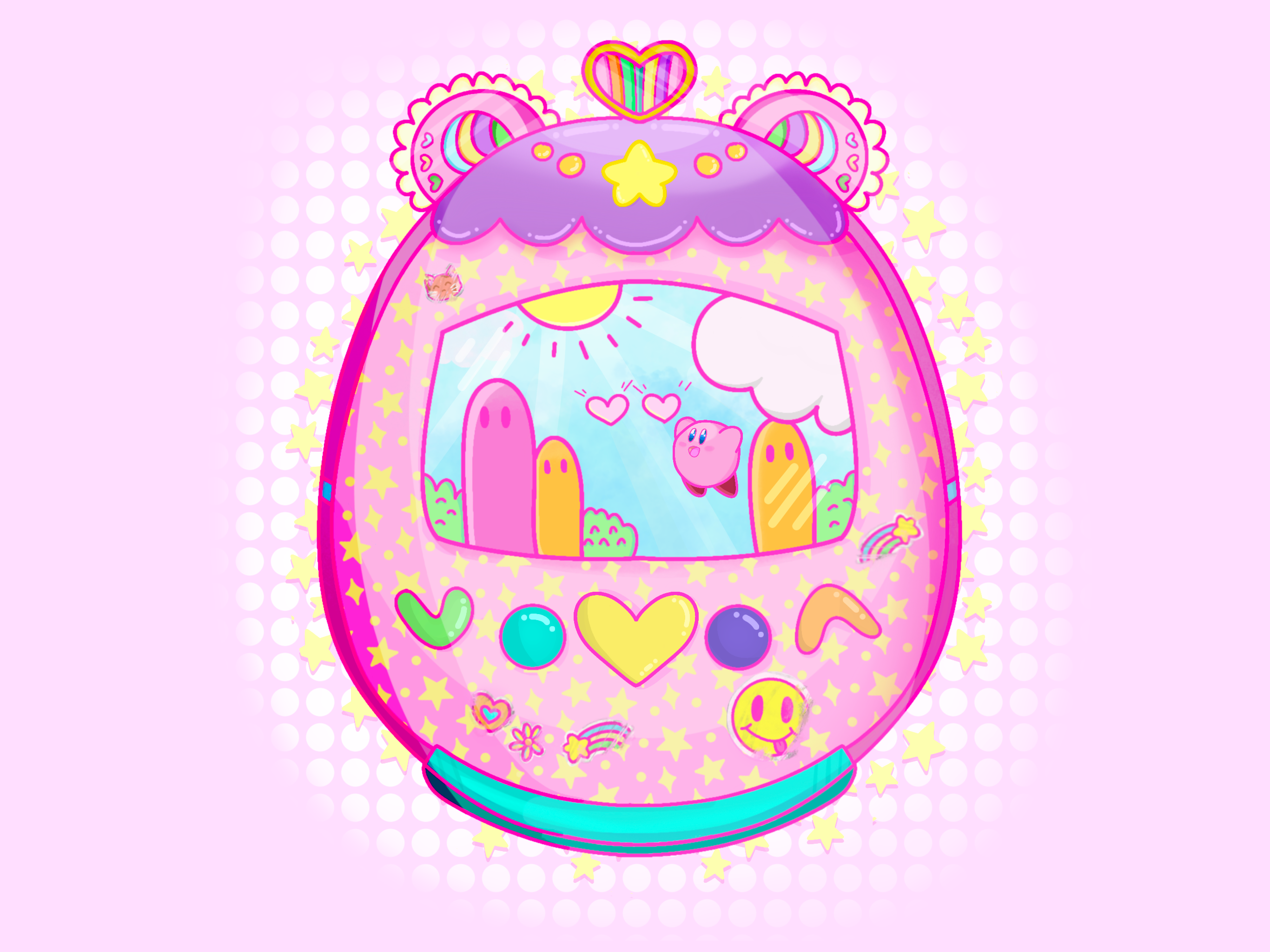 Magic Kirby Dreamland Tamagotchi Kawaii 3D Acrylic Keychain - [FLASH SALE!]