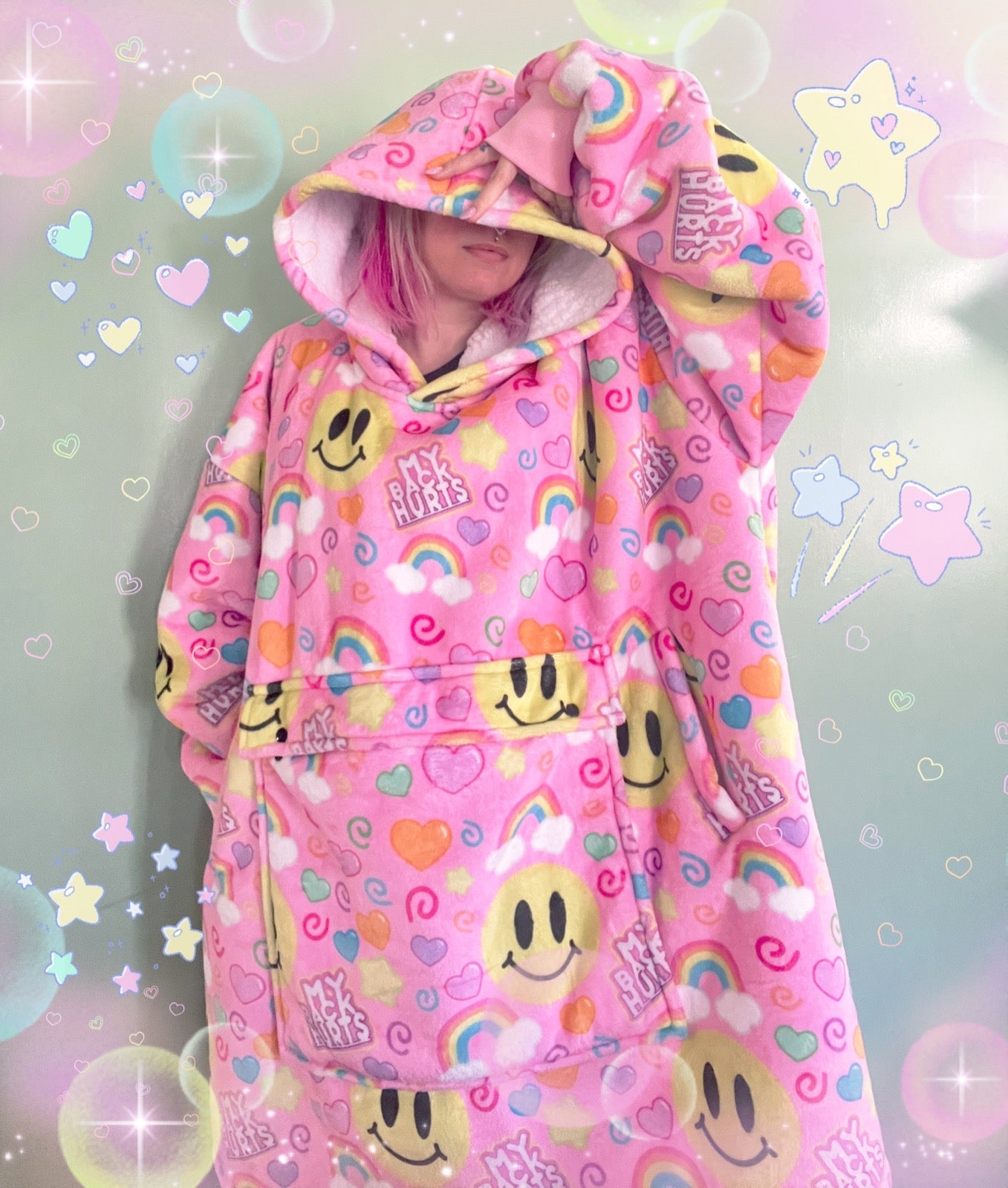 My Back Hurts [PINK] Jumbo Blanket Hoodie