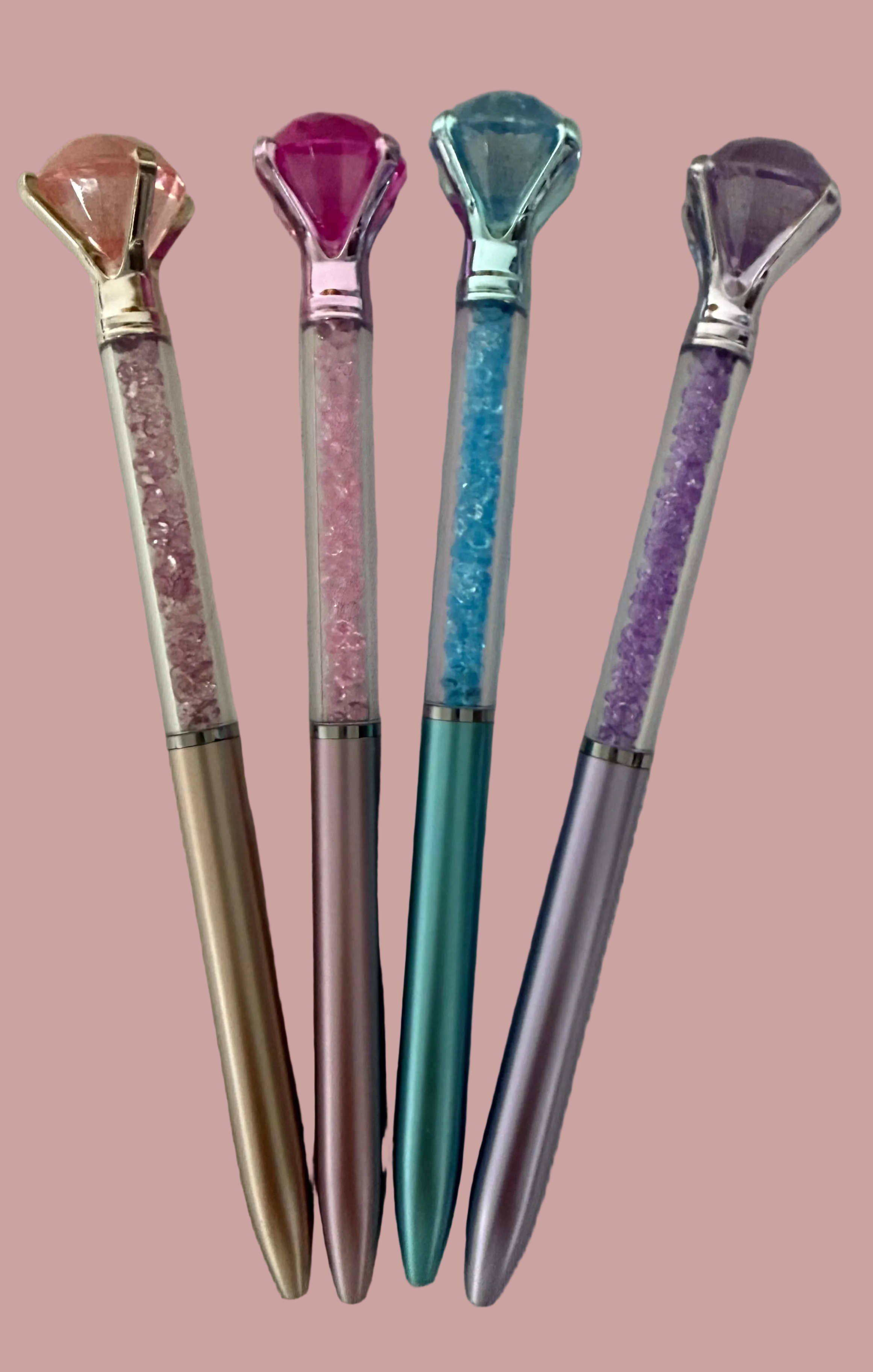 Big Diamond Crystal Top Ballpoint Pens – Set of 4 Luxury Bling Writing Pens